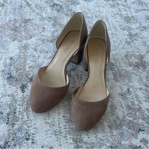 nine west taupe block heel pumps – size 6.5